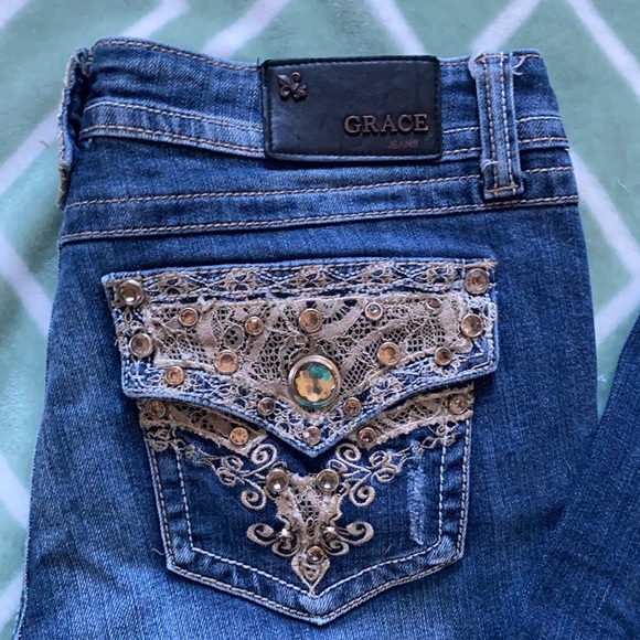 💎 Sz 29 Grace in LA Bootcut Western Jeans 💎 - Picture 2 of 9